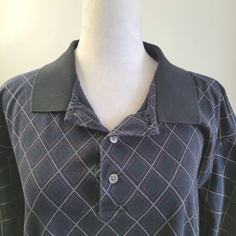 PGA TOUR Polo Shirt Blue Polyester Short Sleeve 3 Button w/Collar, Size XL - Picture 4 of 8